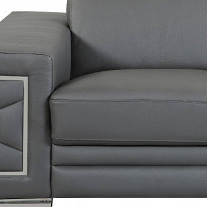 The Bella – Gray Genuine Leather Loveseat