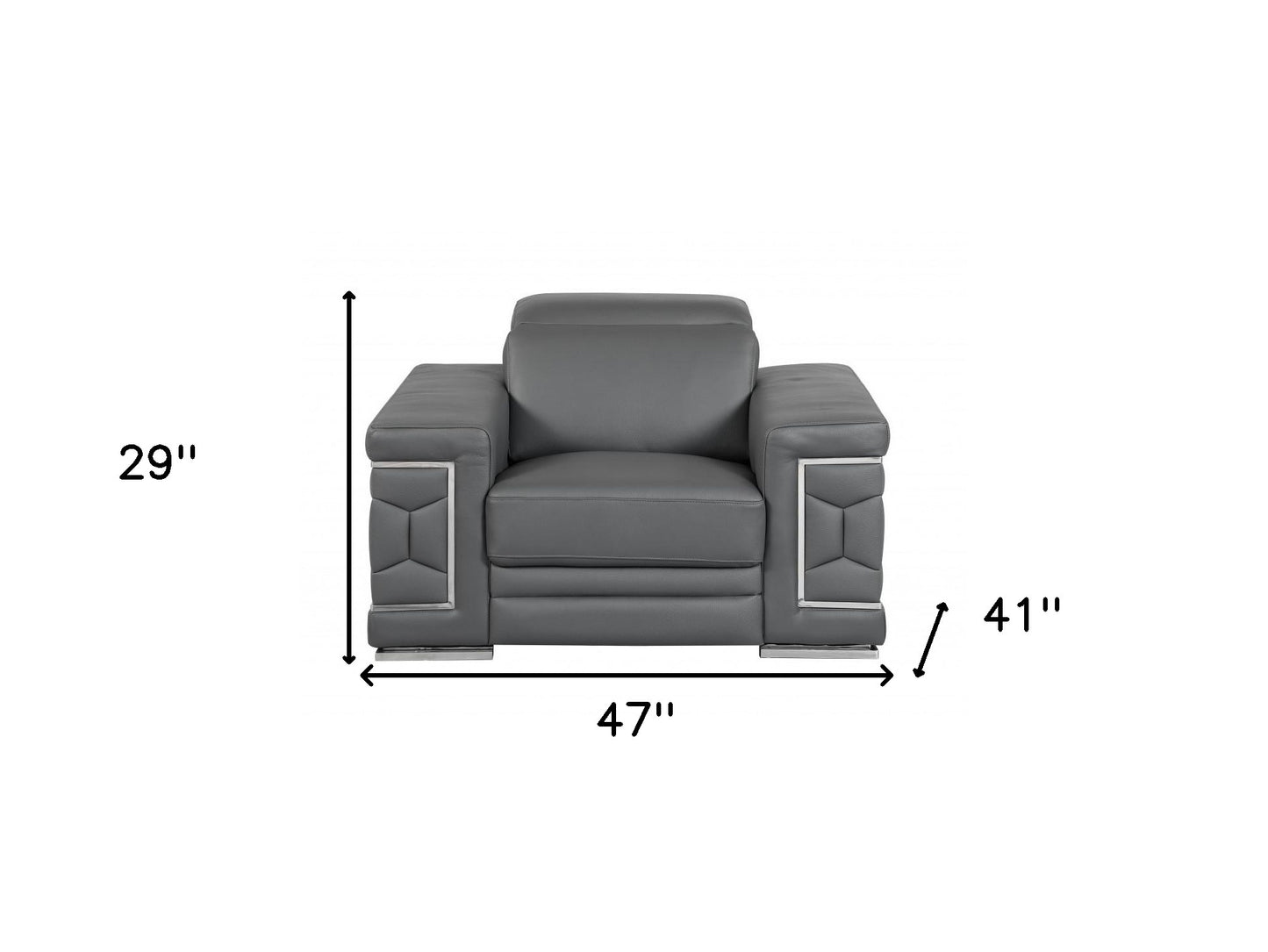 The Corvane – Dark Gray Genuine Leather Arm Chair