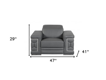 The Corvane – Dark Gray Genuine Leather Arm Chair