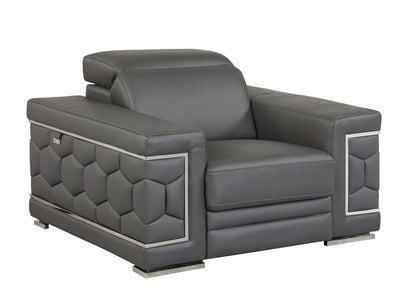 The Corvane – Dark Gray Genuine Leather Arm Chair