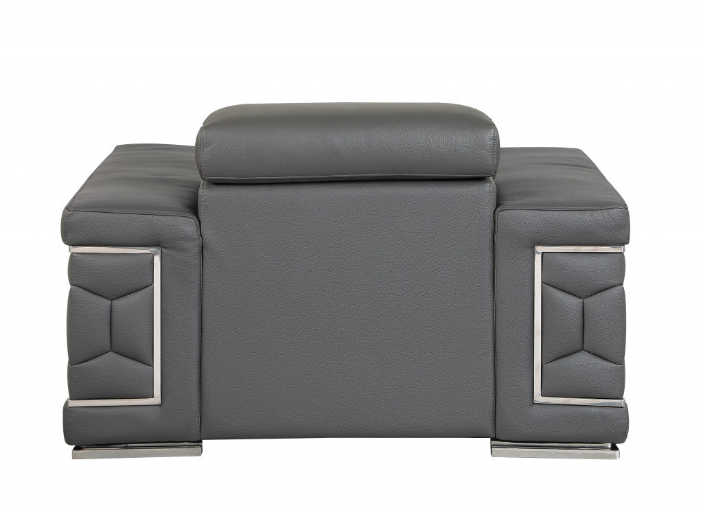 The Corvane – Dark Gray Genuine Leather Arm Chair