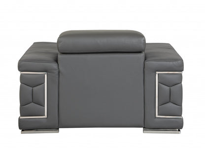 The Corvane – Dark Gray Genuine Leather Arm Chair