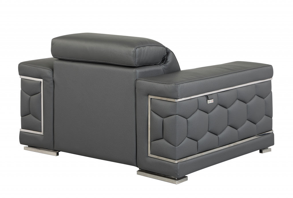 The Corvane – Dark Gray Genuine Leather Arm Chair