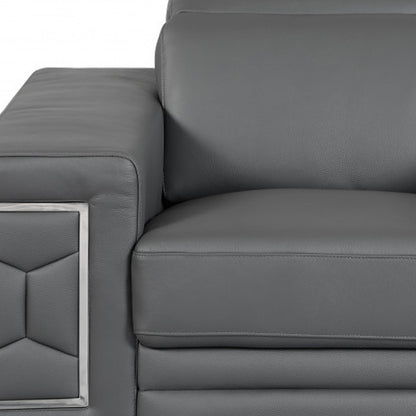 The Corvane – Dark Gray Genuine Leather Arm Chair