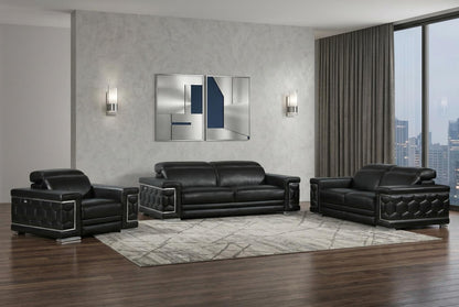 Milan Leather Seating Set – Black