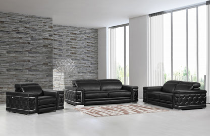 Milan Leather Seating Set – Black