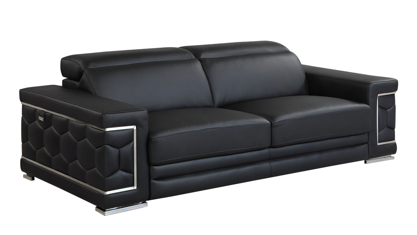 Milan Leather Sofa - Black
