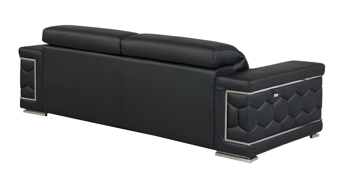 Milan Leather Sofa - Black