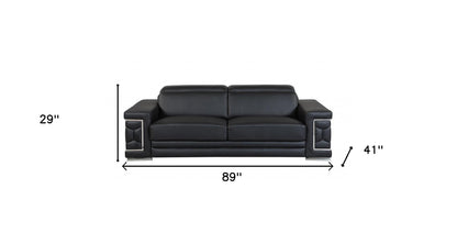Milan Leather Sofa - Black