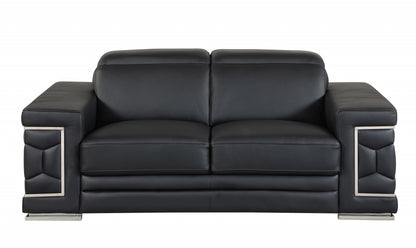 Milan Leather Loveseat – Black