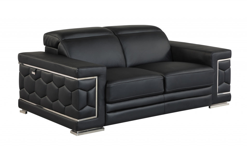 Milan Leather Loveseat – Black