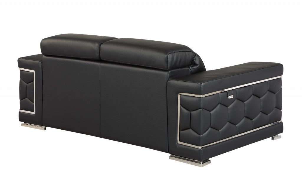 Milan Leather Loveseat – Black