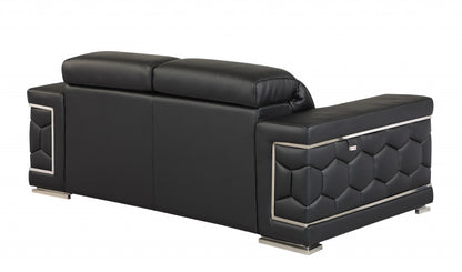 Milan Leather Loveseat – Black