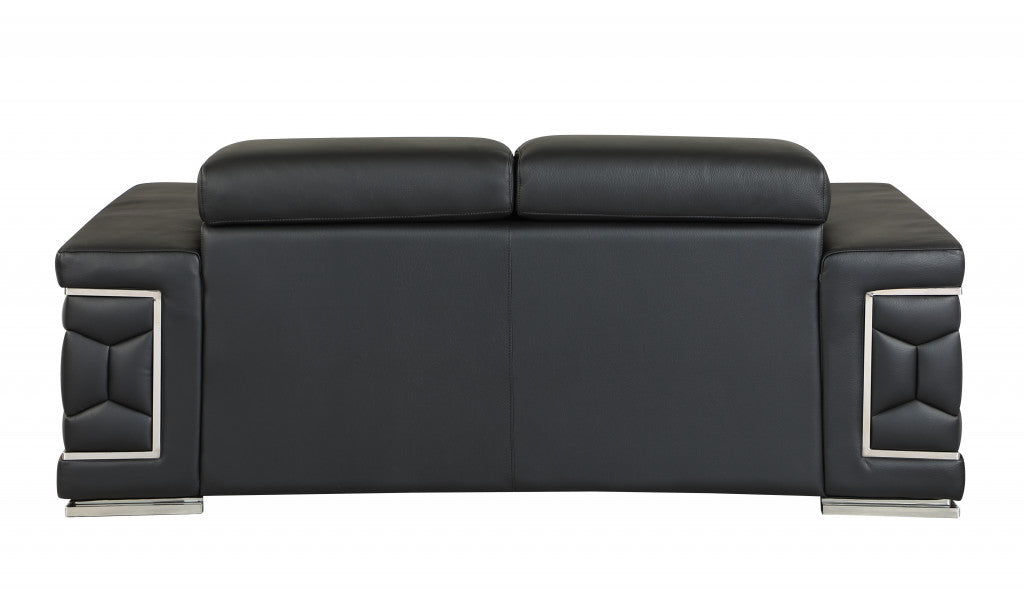 Milan Leather Loveseat – Black