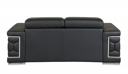 Milan Leather Loveseat – Black