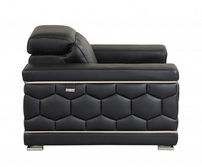 Milan Leather Loveseat – Black