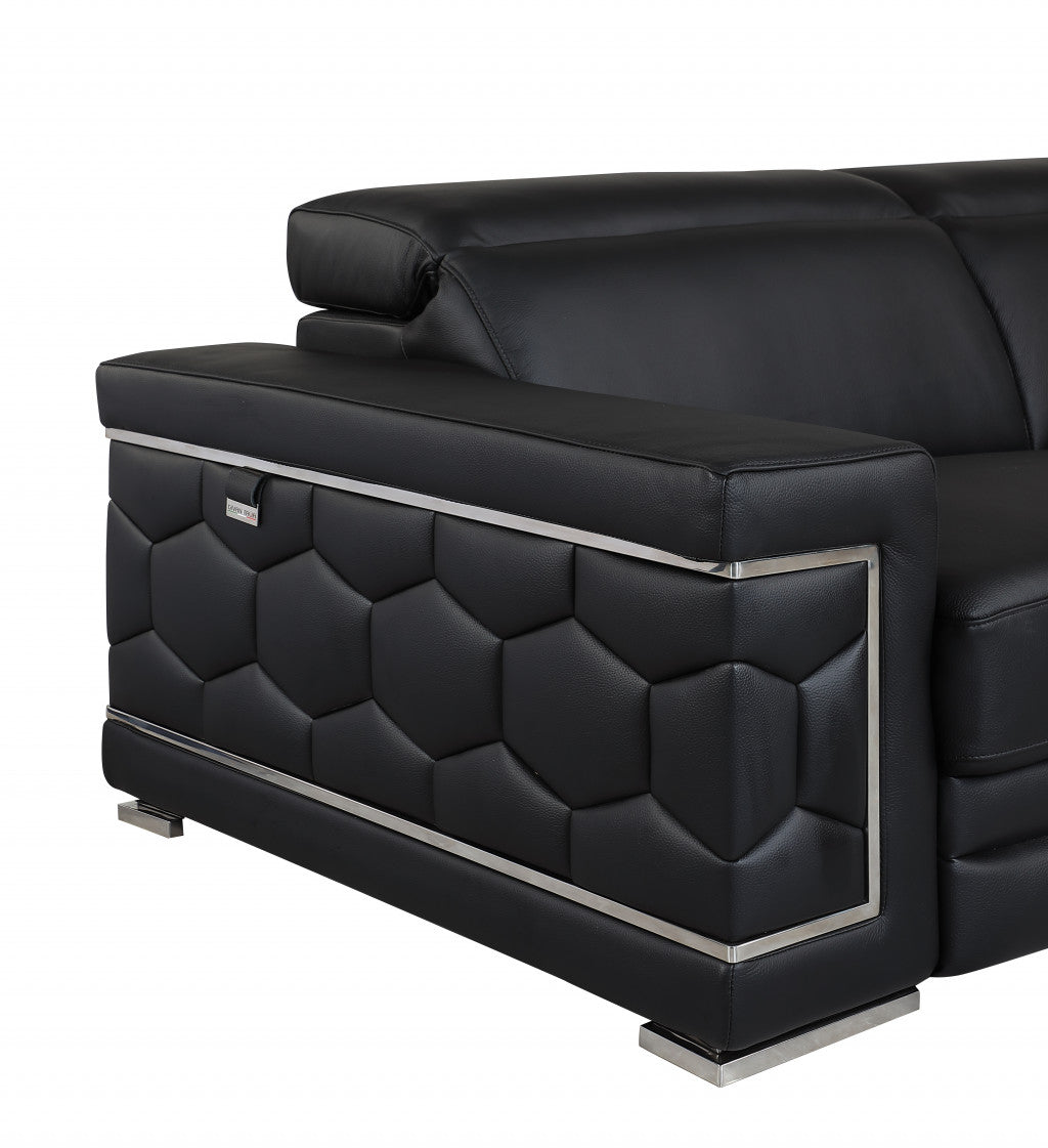 Milan Leather Loveseat – Black