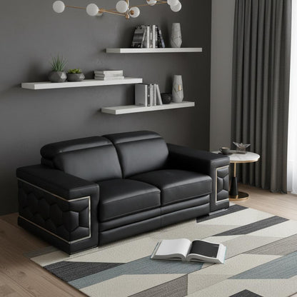 Milan Leather Loveseat – Black