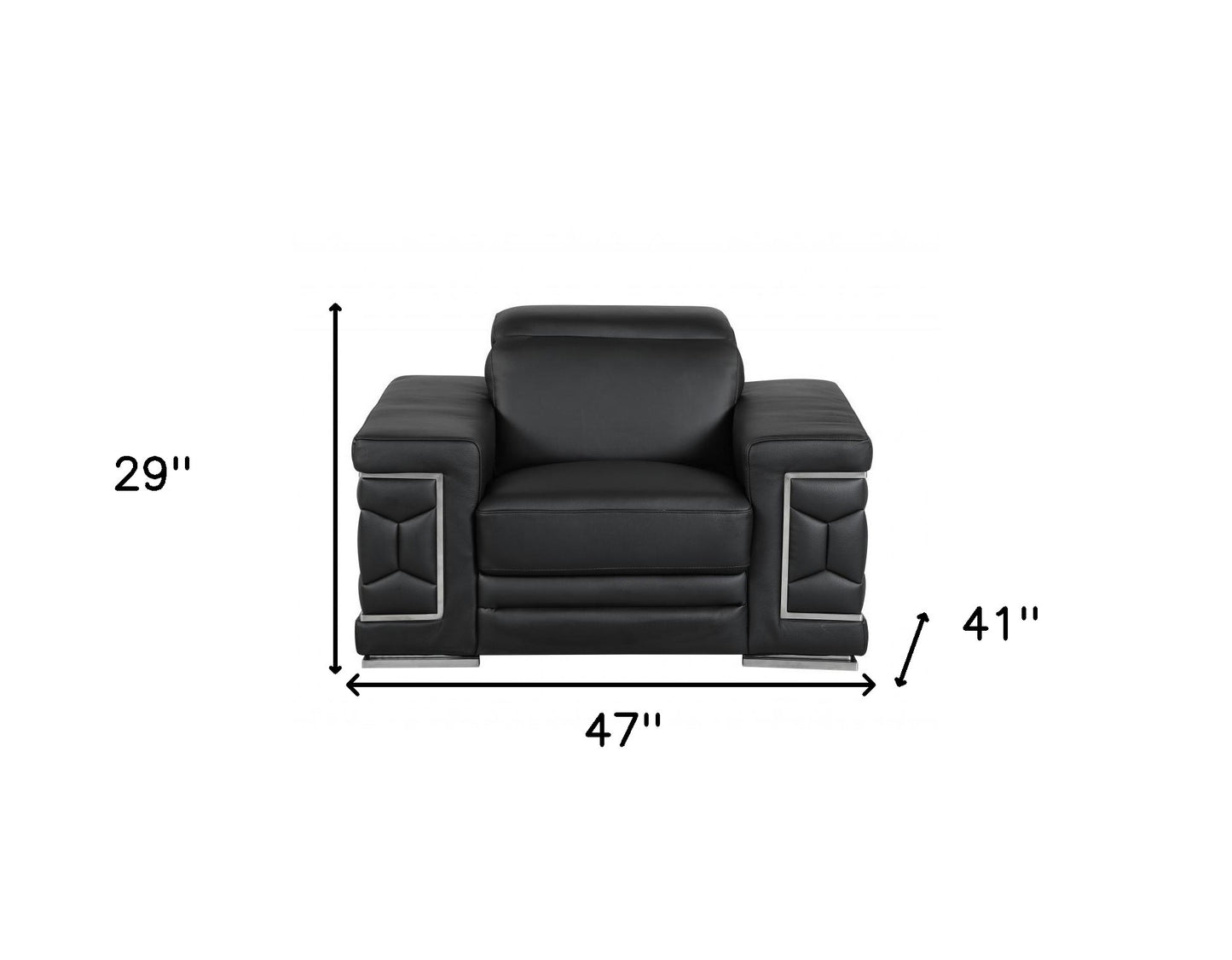 Milan Leather Arm Chair – Black