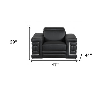 Milan Leather Arm Chair – Black
