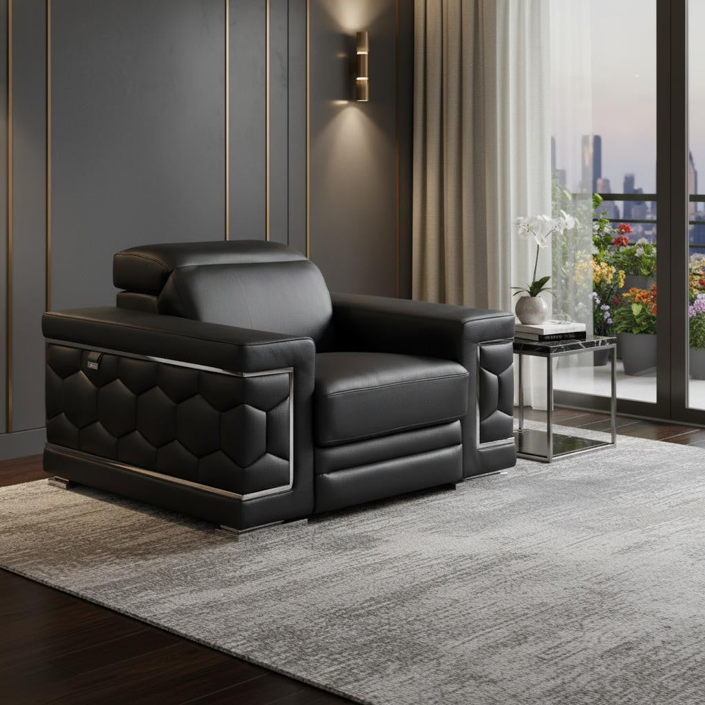 Milan Leather Arm Chair – Black