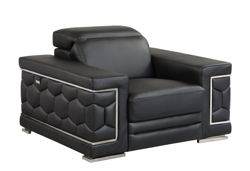 Milan Leather Arm Chair – Black
