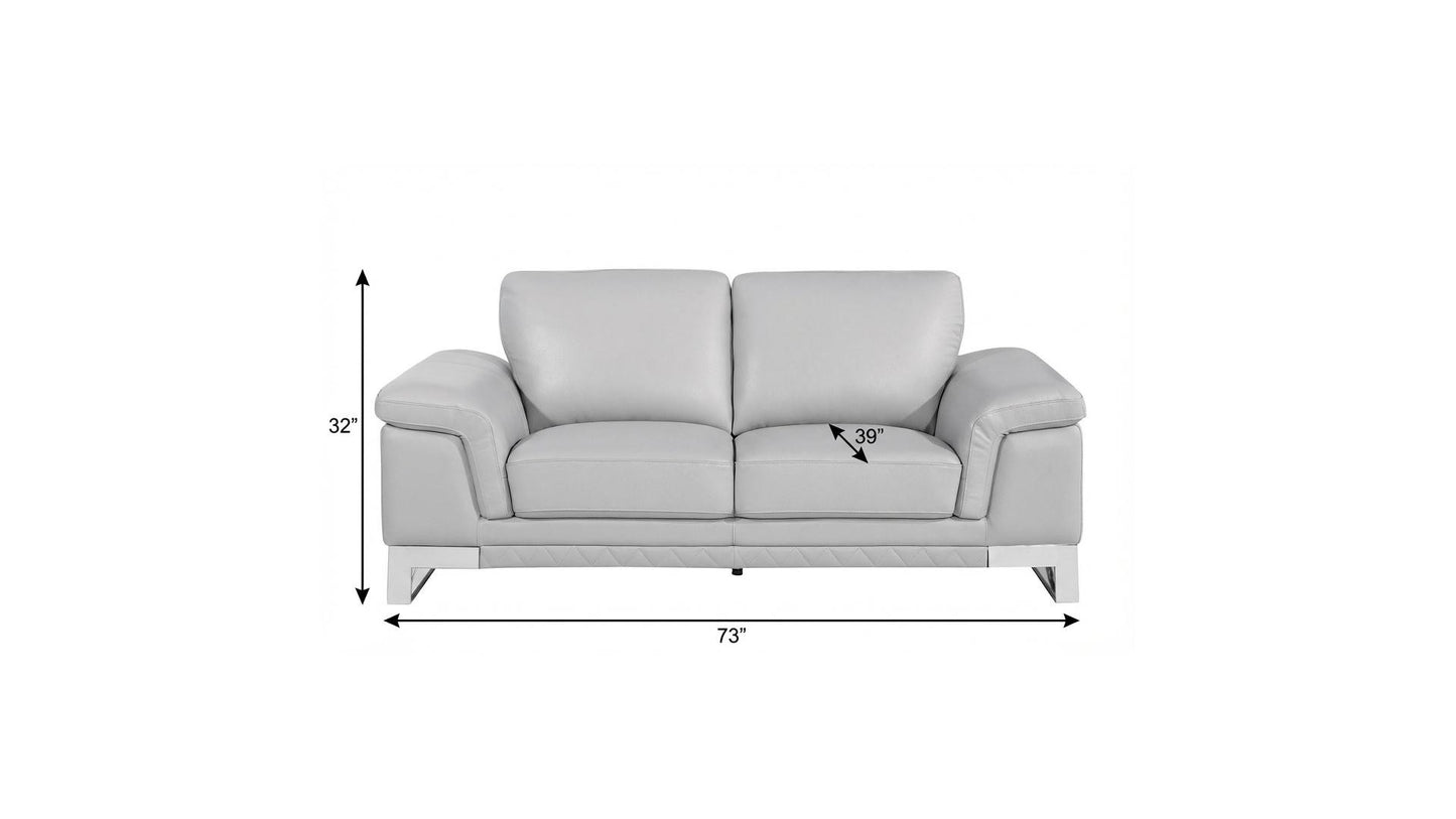 The Solvane – Light Gray & Silver Genuine Leather Loveseat
