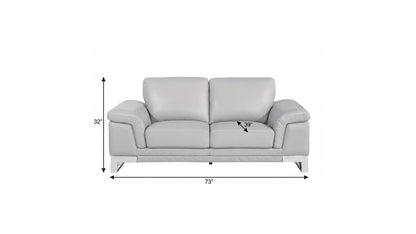 The Solvane – Light Gray & Silver Genuine Leather Loveseat