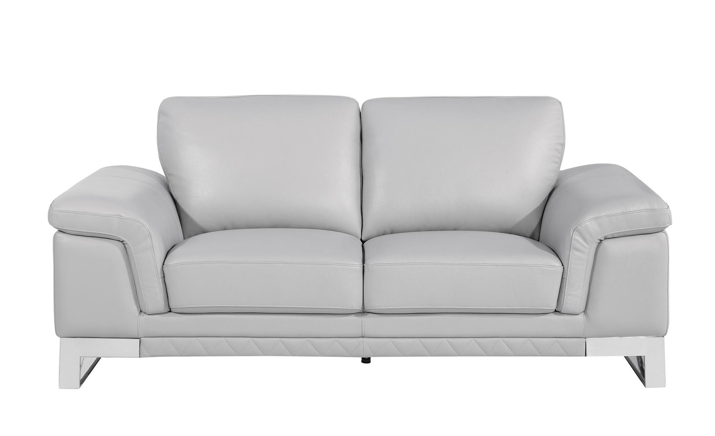 The Solvane – Light Gray & Silver Genuine Leather Loveseat