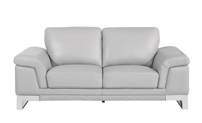 The Solvane – Light Gray & Silver Genuine Leather Loveseat