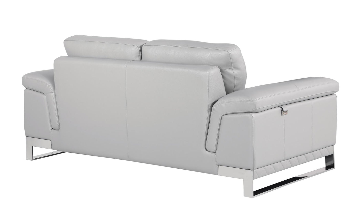 The Solvane – Light Gray & Silver Genuine Leather Loveseat