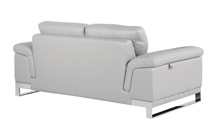 The Solvane – Light Gray & Silver Genuine Leather Loveseat