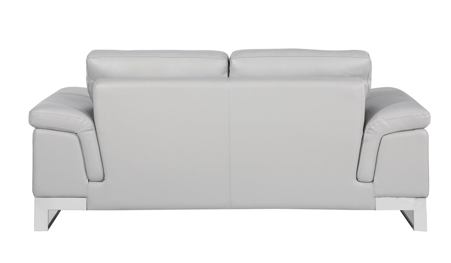 The Solvane – Light Gray & Silver Genuine Leather Loveseat