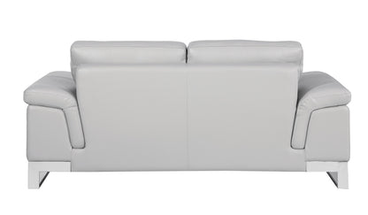 The Solvane – Light Gray & Silver Genuine Leather Loveseat