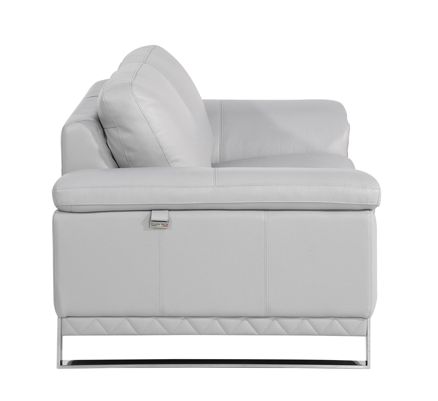 The Solvane – Light Gray & Silver Genuine Leather Loveseat
