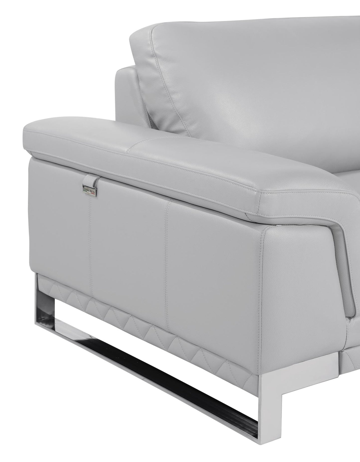 The Solvane – Light Gray & Silver Genuine Leather Loveseat