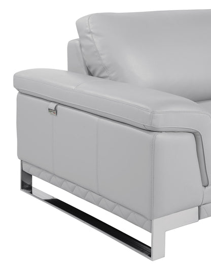 The Solvane – Light Gray & Silver Genuine Leather Loveseat