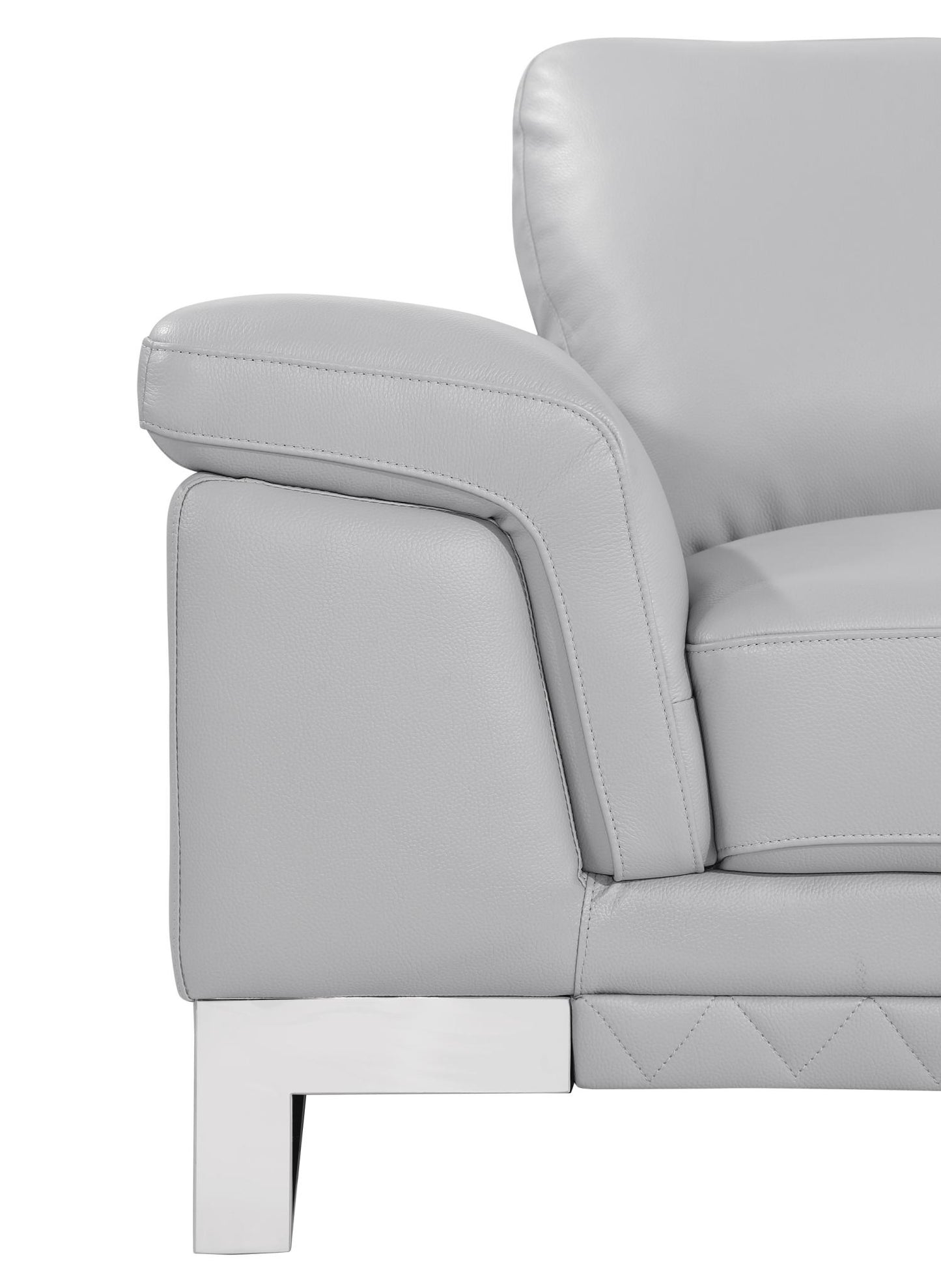 The Solvane – Light Gray & Silver Genuine Leather Loveseat