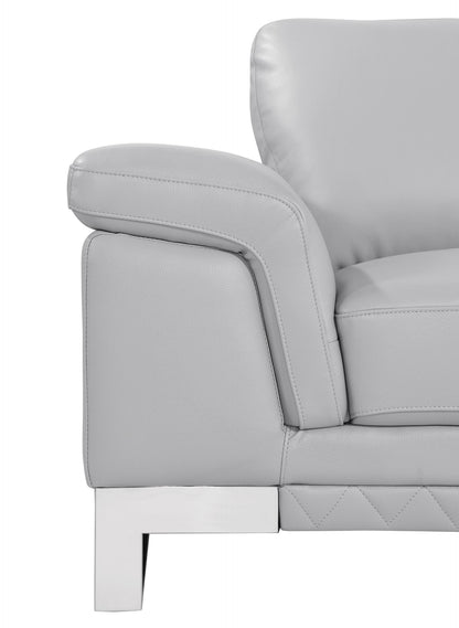 The Solvane – Light Gray & Silver Genuine Leather Loveseat