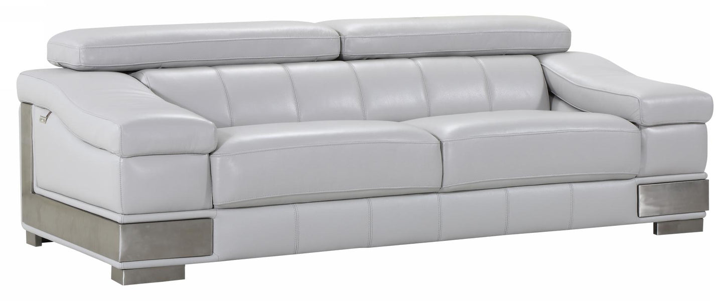 The Avelor – Light Gray Italian Leather Sofa