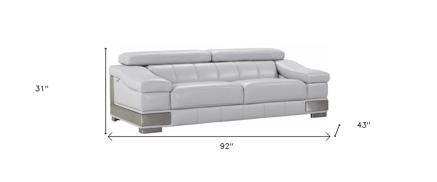 The Avelor – Light Gray Italian Leather Sofa