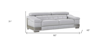 The Avelor – Light Gray Italian Leather Sofa