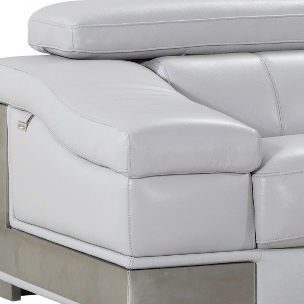 The Avelor – Light Gray Italian Leather Sofa
