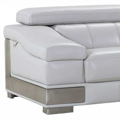 The Avelor – Light Gray Italian Leather Sofa