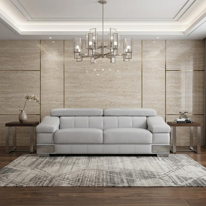 The Avelor – Light Gray Italian Leather Sofa