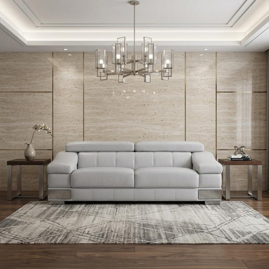 The Avelor – Light Gray Italian Leather Sofa