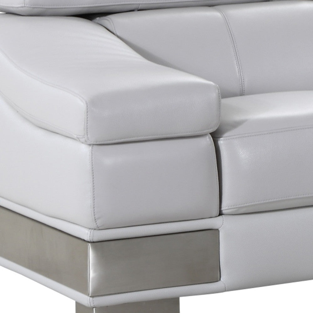 The Aurello – Light Gray & Silver Genuine Leather Loveseat