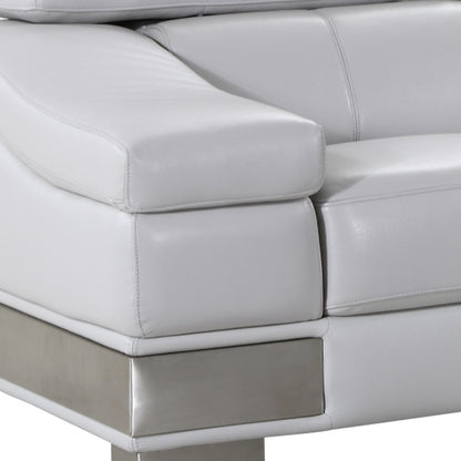 The Aurello – Light Gray & Silver Genuine Leather Loveseat
