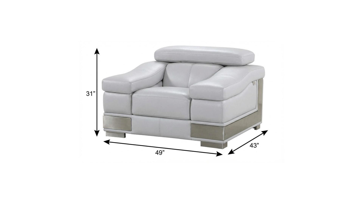 The Avelora – Gray Genuine Leather Arm Chair