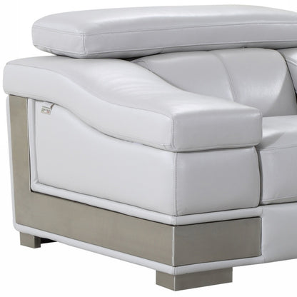 The Avelora – Gray Genuine Leather Arm Chair